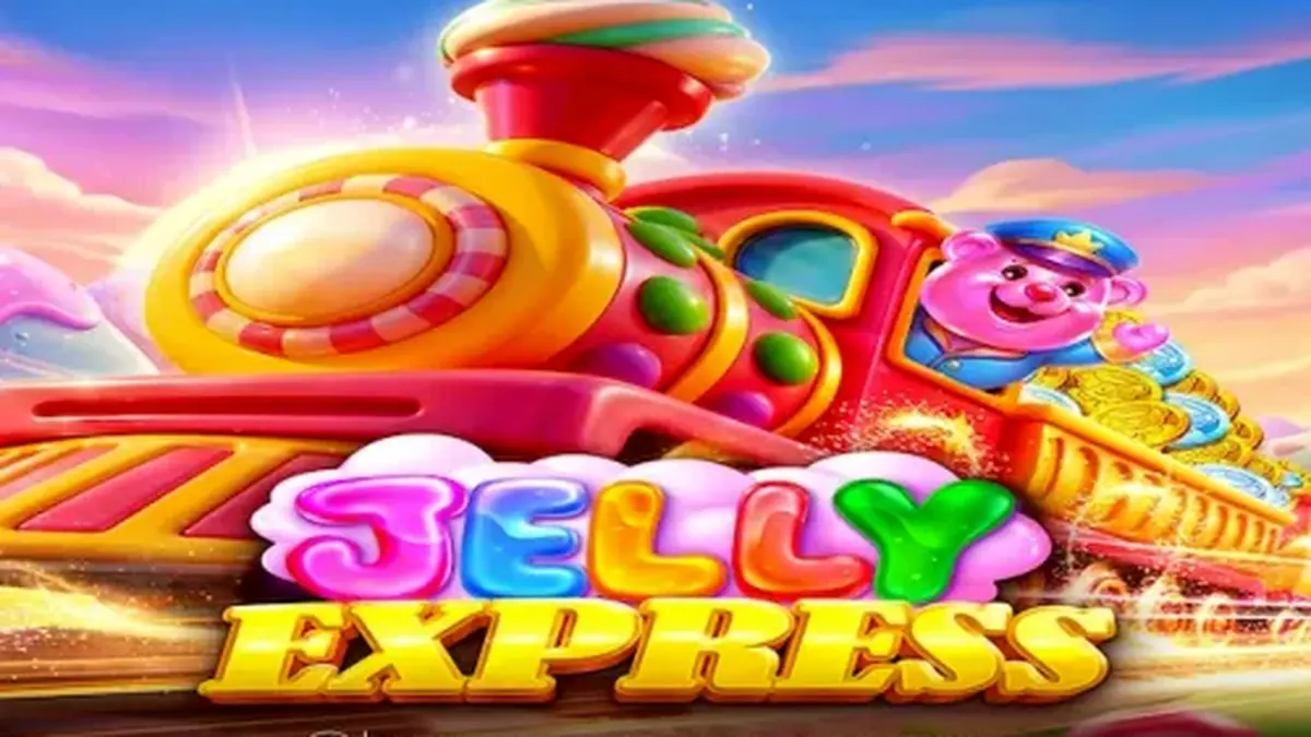 Visual vibrante e temático de doces no slot Jelly Express